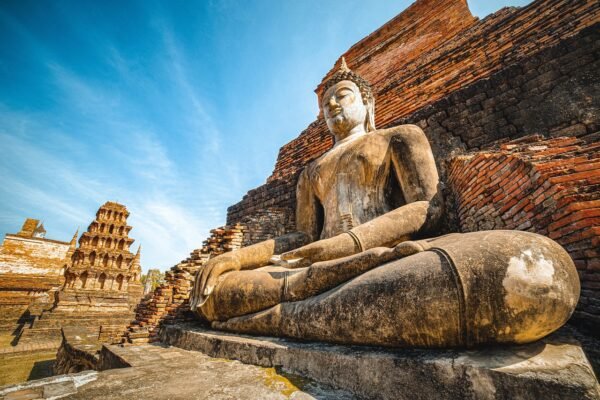 Ancient seated Buddha statue in Sri Lanka