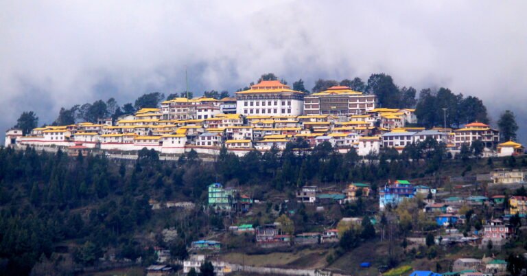 Tawang Monastery on a hilltop above the town in Arunachal Pradesh