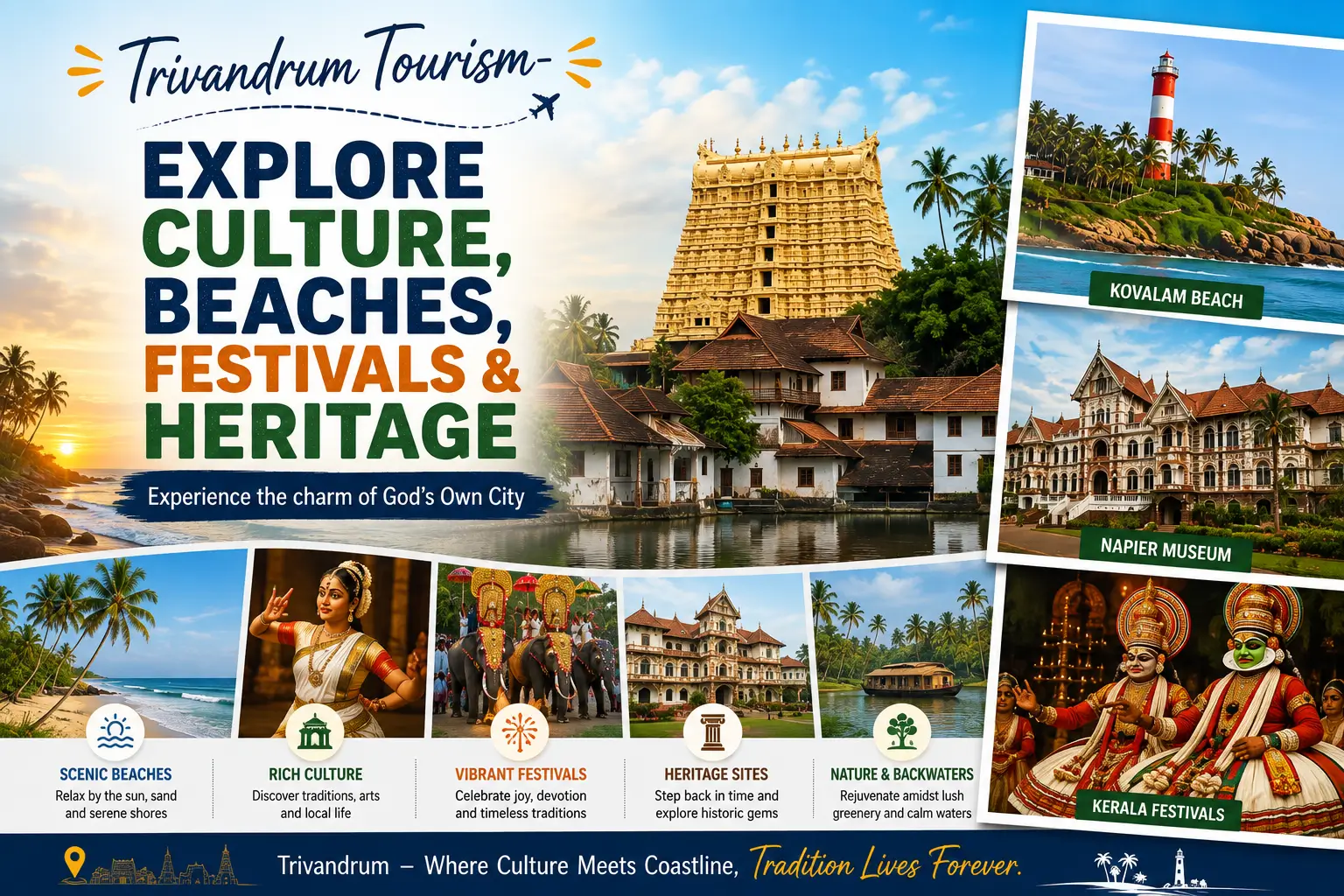 Trivandrum Tourism-Explore Culture, Beaches, Festivals & Heritage