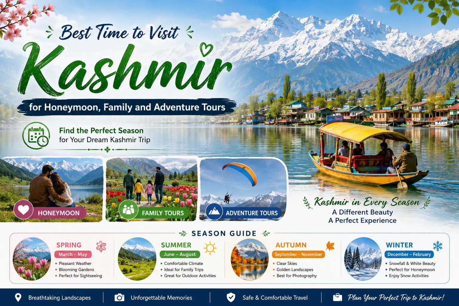 Best Time to Visit Kashmir for Honeymoon, Family and Adventure Tours