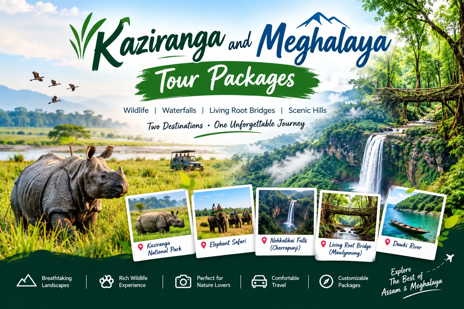 Kaziranga and Meghalaya Tour Packages